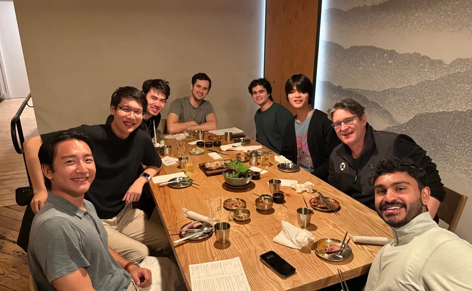 Our team grabbing some expensive Michelin star rated food.