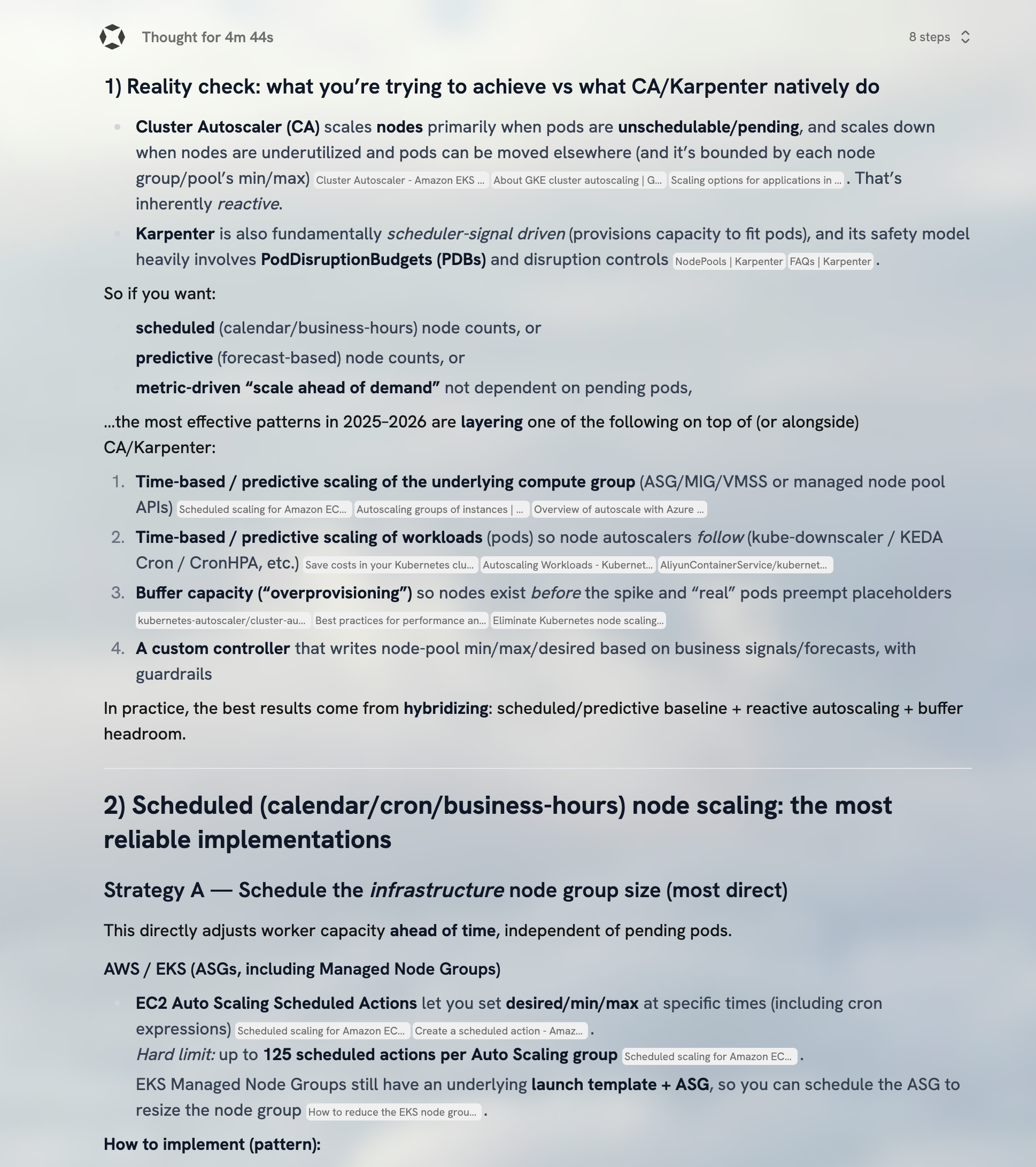 Final Deep Research response in Onyx