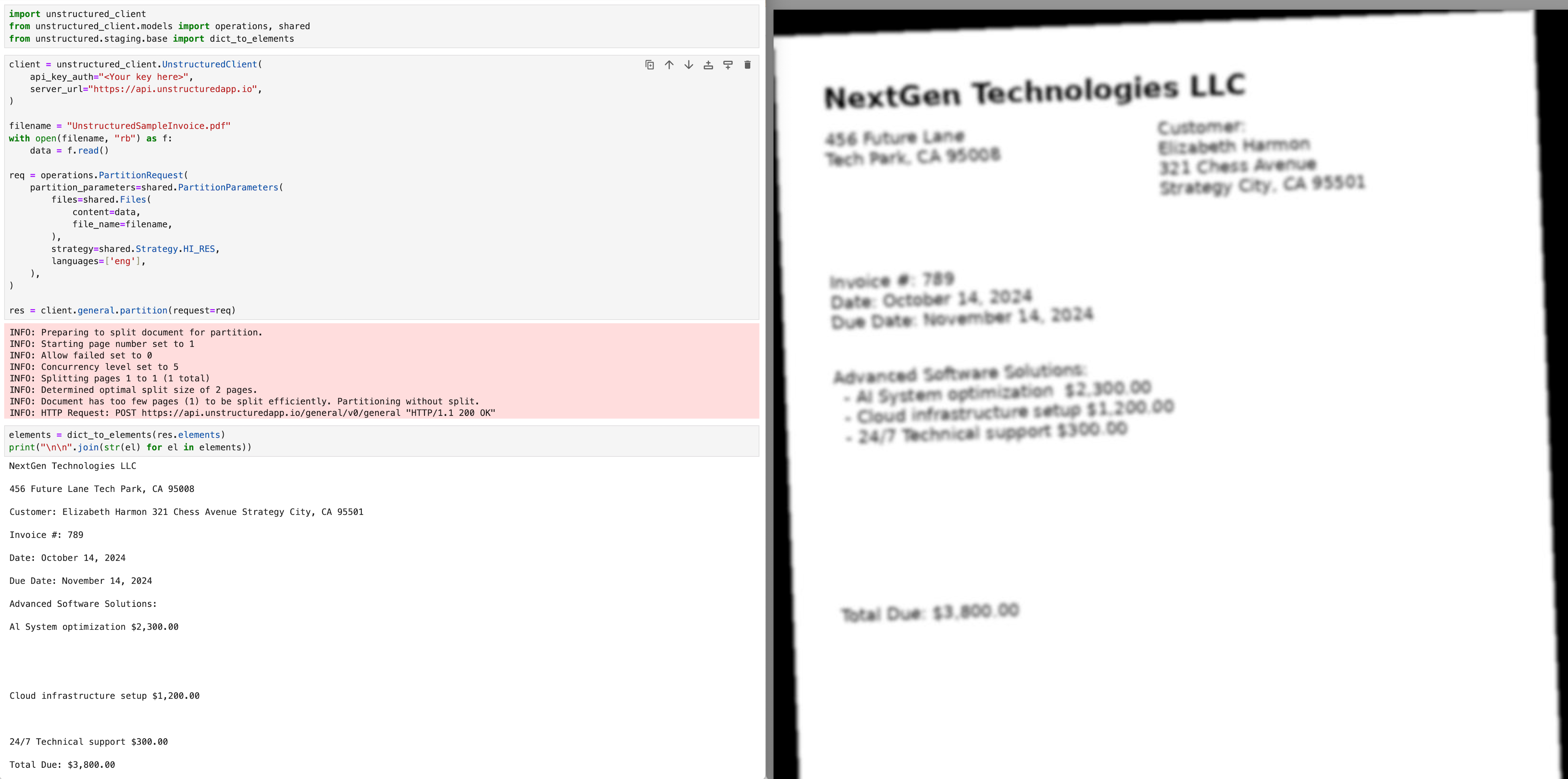 Unstructured Parsing Code